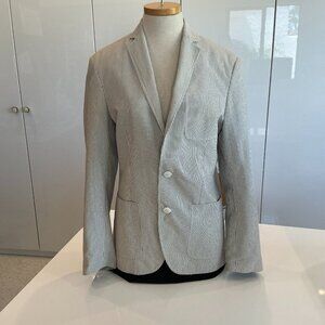 Inc, Classic Searsucker Blazer, Grey and white, Size S